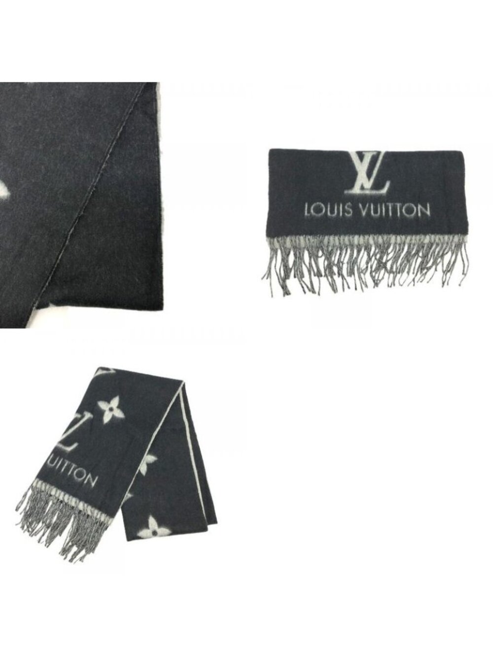 Louis Vuitton Scarf Monogram Reykjavik Cashmere Black - Picture 9 of 9